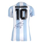 DIEGO MARADONA SIGNED JERSEY WITH PHOTO PROOF – WORLD CUP WINNER 1986 SHIRT