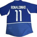 RONALDINHO SIGNED BRAZIL 2002 AWAY BLUE JERSEY